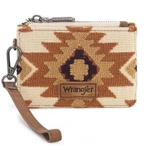 Wrangler Aztec Print Wristlet Wallet Brown Geometric Pattern Card Holder~NEW!!
